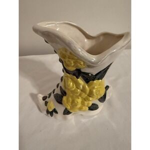 Vintage Porcelain Floral Boot‎ Planter / Vase 6 1/2" Tall